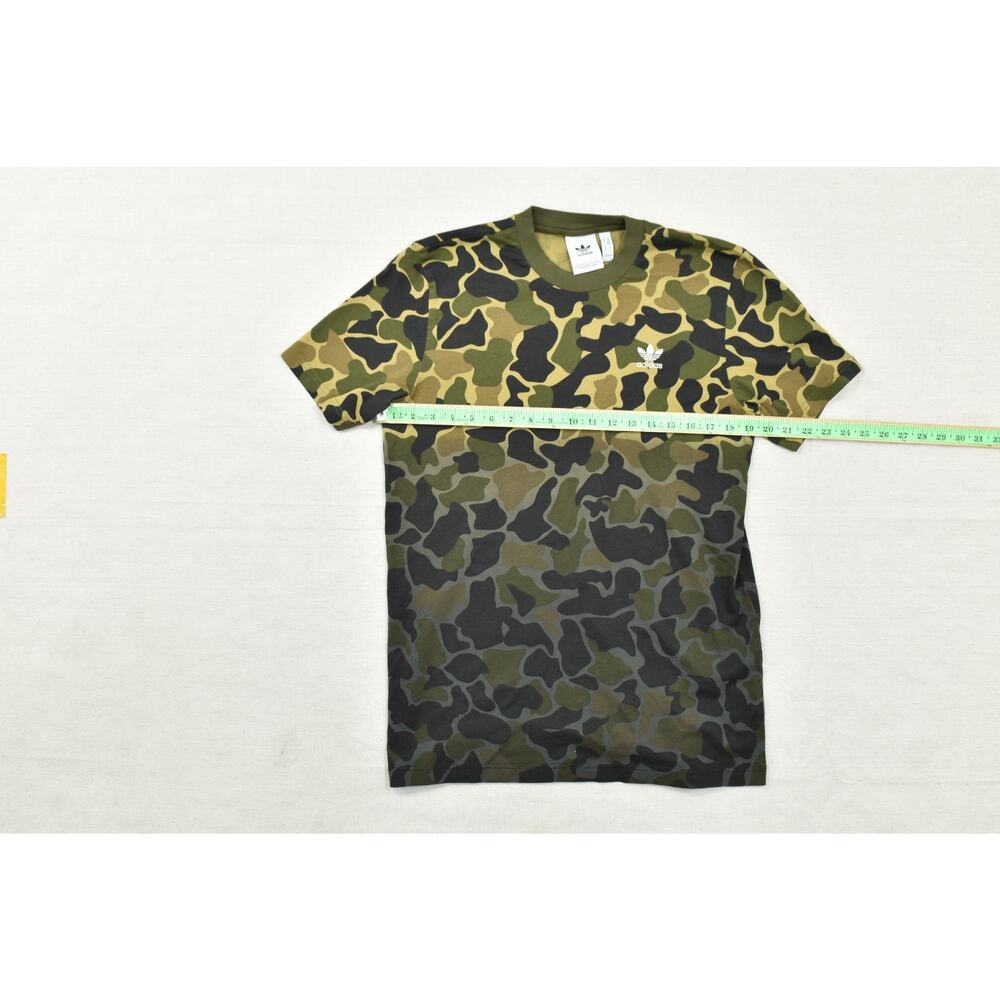 adidas Originals Mens Medium Camo Trefoil Graphic T-Shirt Green Camouflage Print - Picture 2 of 8